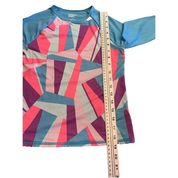 Lands End Girls Sz 10 Rash Guard UV Protection Surf Swim Pool Spring Break Fun - Picture 4 of 9